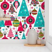 Deck The Halls - Maximalist Christmas White Retro Multi Large Scale