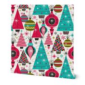 Deck The Halls - Maximalist Christmas White Retro Multi Large Scale