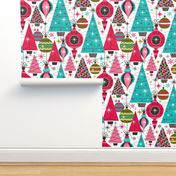 Deck The Halls - Maximalist Christmas White Retro Multi Large Scale