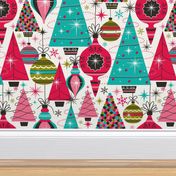 Deck The Halls - Maximalist Christmas White Retro Multi Large Scale