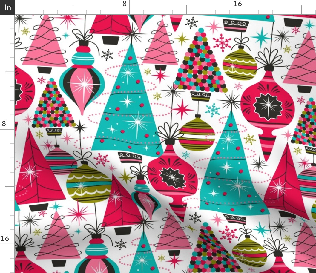 Deck The Halls - Maximalist Christmas White Retro Multi Large Scale