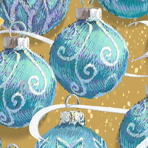 Festive Christmas Balls | Teal/Gold w Confetti