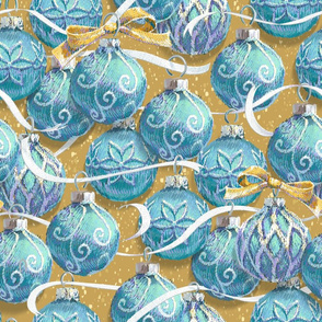 Festive Christmas Balls | Teal/Golden