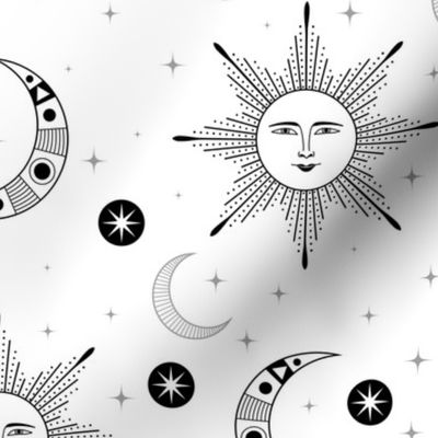 sun and moon, black-white (large scale)