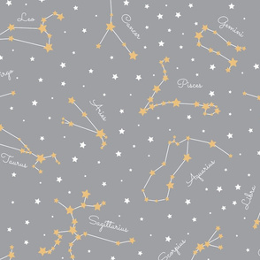 Horoscope Constellations, gray and yellow (large scale)