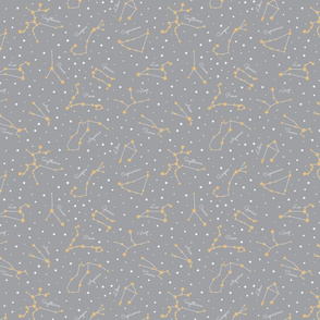 Horoscope Constellations, gray and yellow (small scale)
