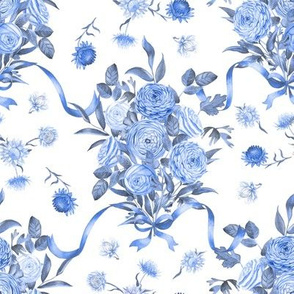Floral rococo blue (small scale)