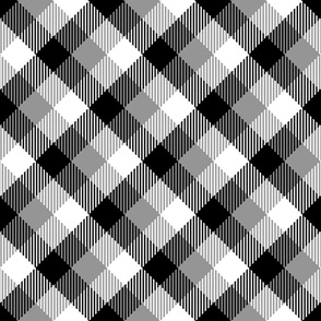 Black white tartan diagonal check Wallpaper