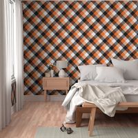 Halloween plaid diagonal check orange black