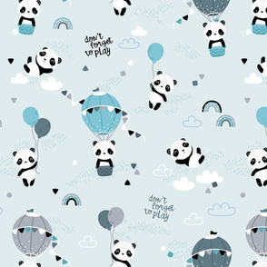 Playful pandas - BIG - light blue mint