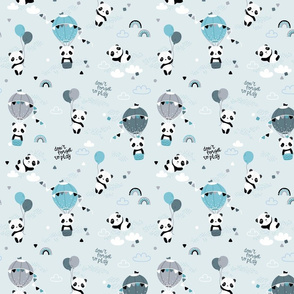 Playful pandas - SMALL - light blue mint