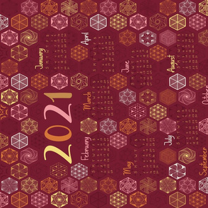 2021 calendar tea towel red