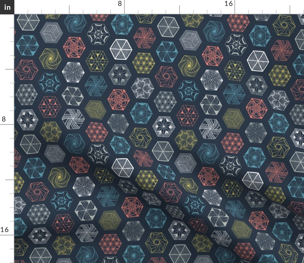 hexagons - navy