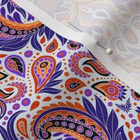 Paisley Pattern in Purple, Orange & White