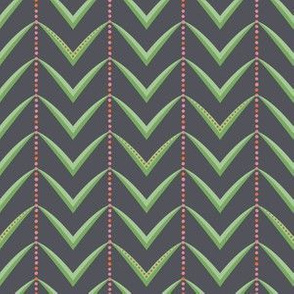 Herringbone Stripe - Greens on Charcoal