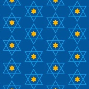 star of david blue & gold on blue