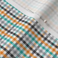 (micro scale) halloween plaid - teal black orange grey - LAD20BS