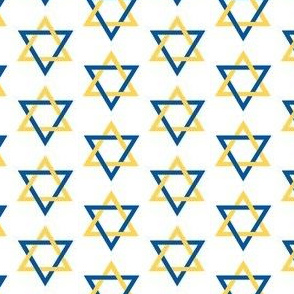 star of david blue & gold on white