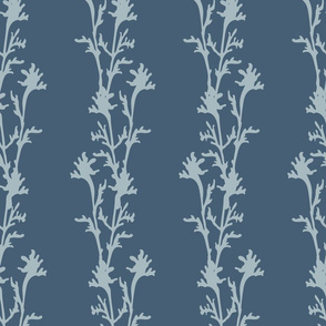 Seaweed Nouveau- Vines- Light Cyan on Stormy Sea Blue- Large Scale