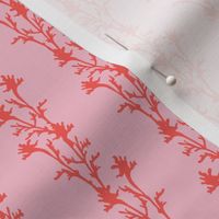 Seaweed Nouveau- Vines- Coral on Cotton Candy- Small Scale