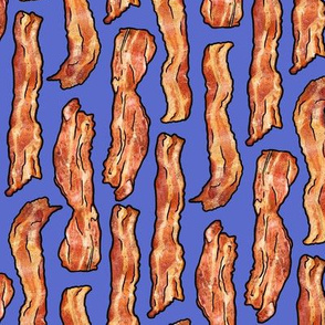 Bacon for breakfast and brunch on blue