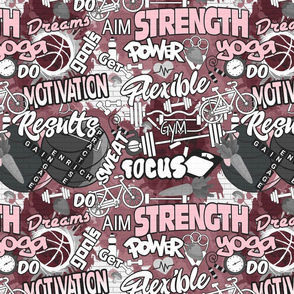 Fitness Graffiti Wall- Pink- Regular Scale