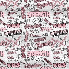 Fitness Graffiti- Inspirational Words- Pink- Regular Scale