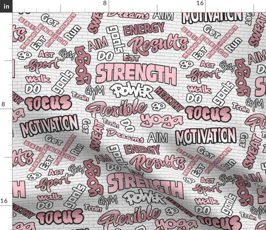 Fitness Graffiti- Inspirational Words- Pink- Regular Scale