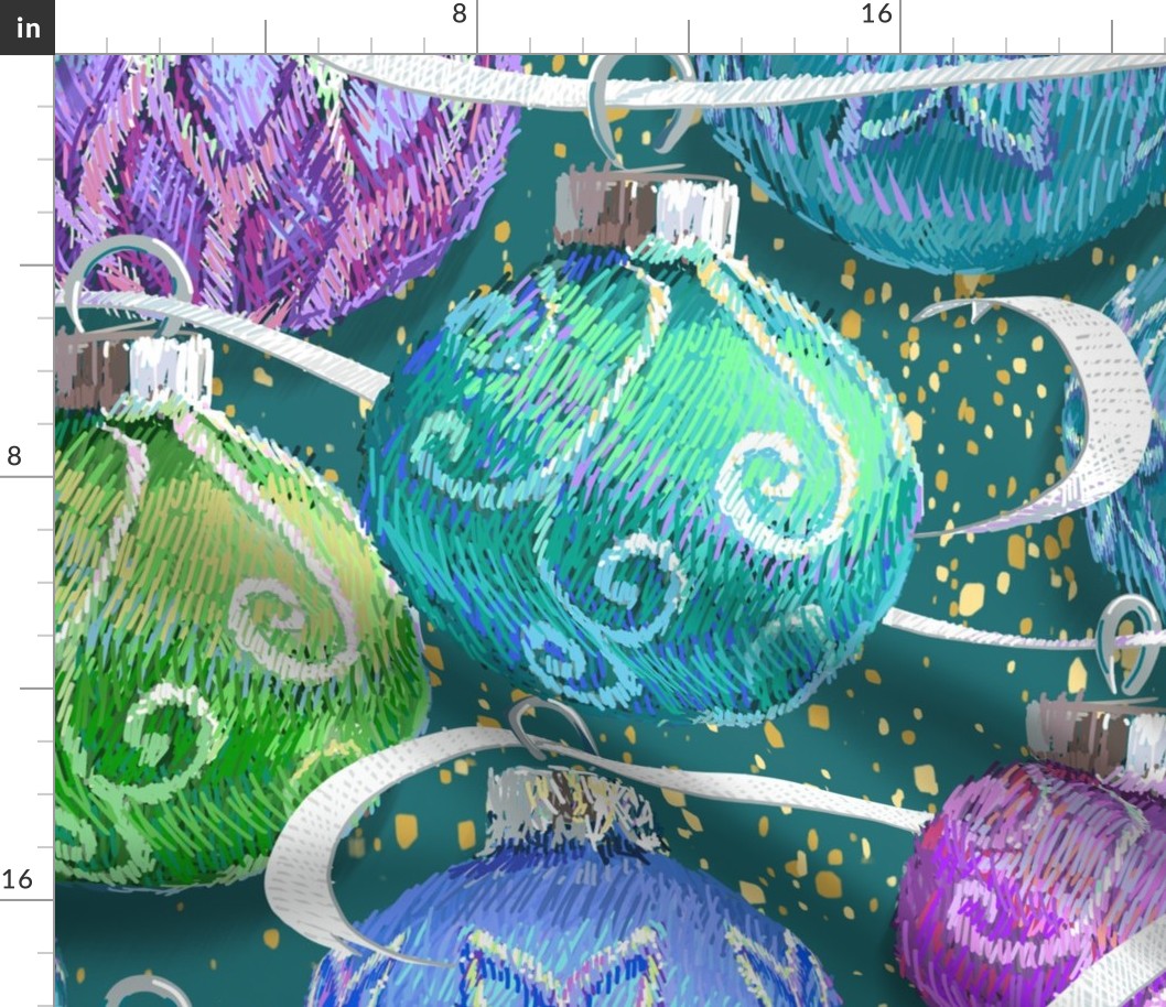 Festive Christmas Balls |Large|Multi on Green