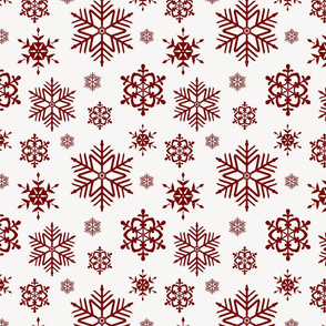 Large Dark Christmas Candy Apple Red Snowflakes on White
