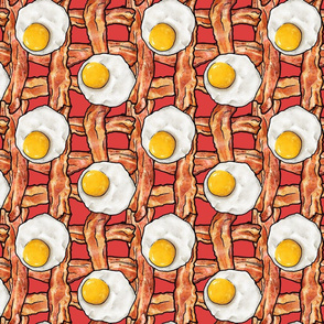 Bacon and Eggs Breakfast on Red, XL
