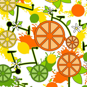 Citrus Pop Bikes- Colorful on White- Large Scale