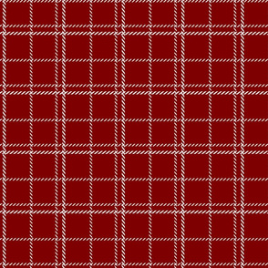 Large Dark Christmas Candy Apple Red Plaid Check with White