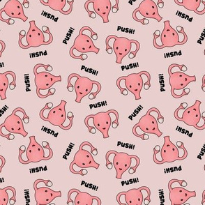 Pregnant Happy Uterus, Push! Pink, Medium