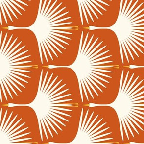 Art Deco Swans - Burnt Orange - Rotated