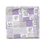 Koala//All you need is love//Purple - Wholecloth Cheater Quilt 