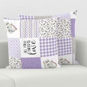 Koala//All you need is love//Purple - Wholecloth Cheater Quilt - Rotated