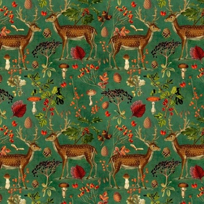 Autumn Forest Hygge Pattern With Wild Deer