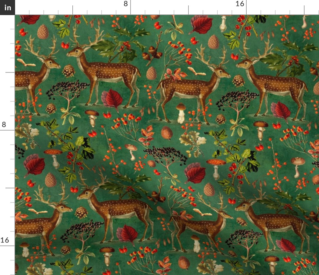 Autumn Forest Hygge Pattern With Wild Deer