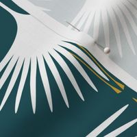 Art Deco Swans - Deep Teal (White)