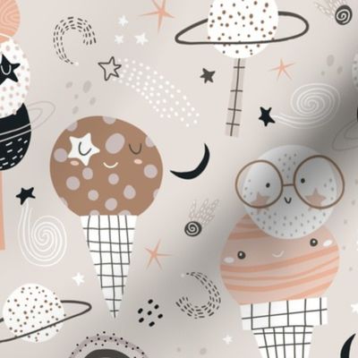 Cute ice cream planets