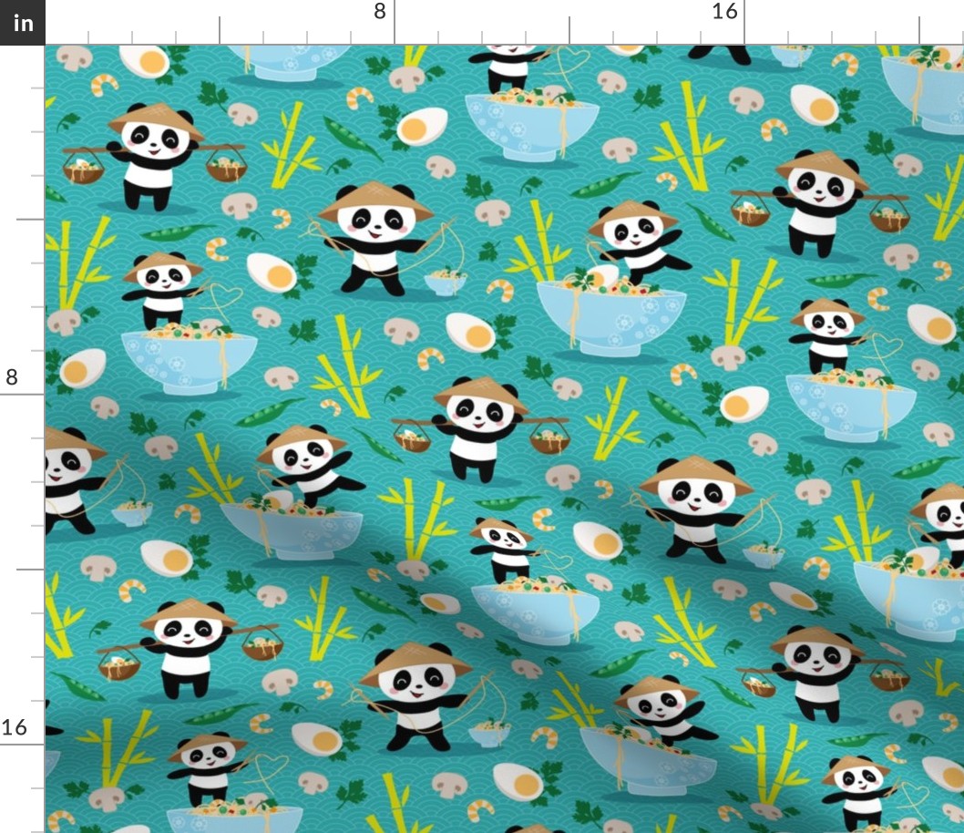  small - pandas and noodles - teal