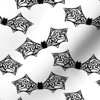 Gothic Halloween - black bats on black background