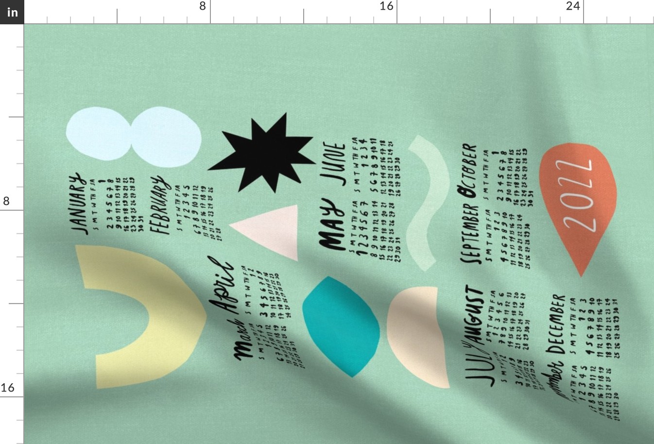 2022 Calendar - Abstract Shapes Mint