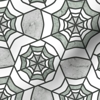 Web Deco- Marble Textured Geometric- White Sea Green Grey- Regular Scale