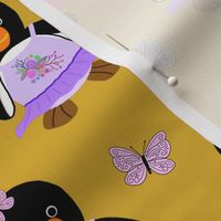 Butterfly Ballerina Penguins - golden honey, medium 