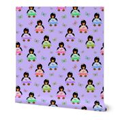 Butterfly Ballerina Penguins - lavender purple, medium 