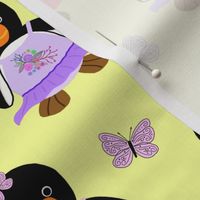 Butterfly Ballerina Penguins - lemon sherbet, medium 