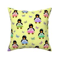 Butterfly Ballerina Penguins - lemon sherbet, medium 