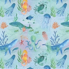 Small scale - Sea creatures in watercolor 